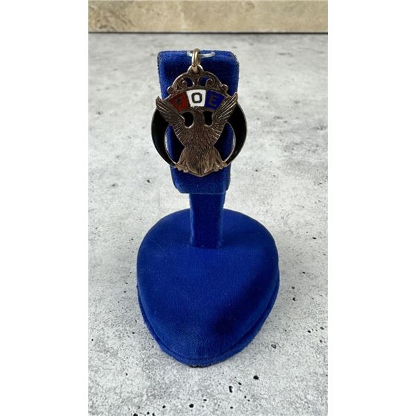 FOE Eagles 10K Gold Enamel Watch Fob