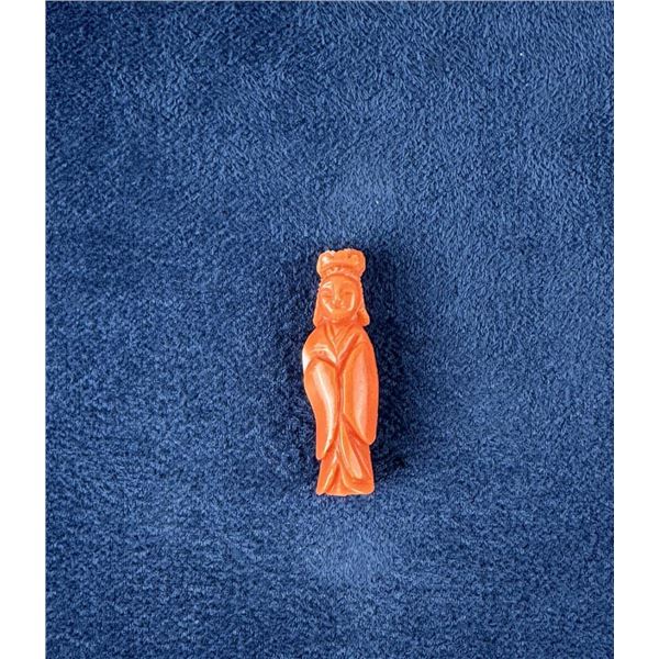 Chinese Red Coral Goddess Carving