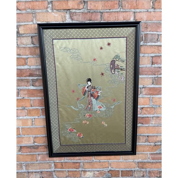 Chinese Embroidered Maiden On Silk