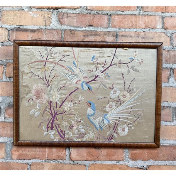 Antique Chinese Embroidered Silk Panel