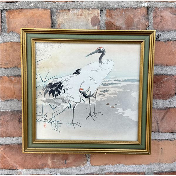 Japanese Woodblock Print A Couple Of Cranes