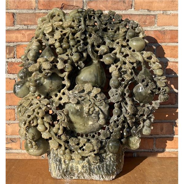 Large Chinese Soapstone Pomegranate Carving