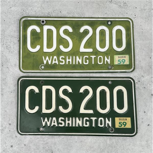 1958-1962 Washington License Plate Set