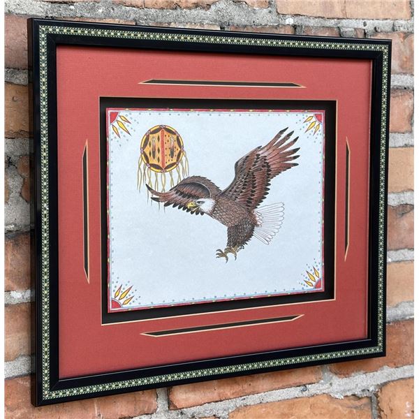 R Wolf Signed Watercolor Painting of Eagle