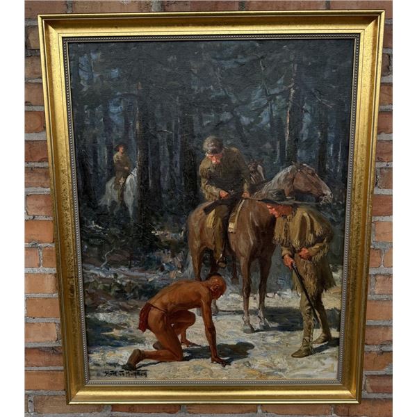 Stockton Mulford Indian Scout Oil Painting