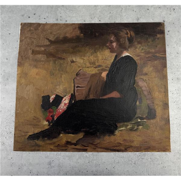 Frederick Kress Lady in Black California Painting