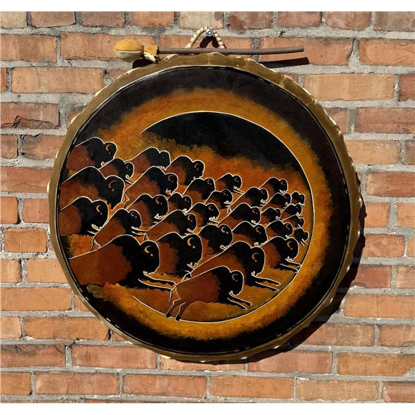 Native American Buffalo Painted Drum