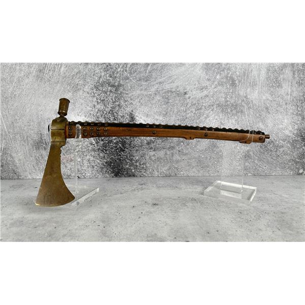 Antique Plains Indian Brass Peace Pipe Tomahawk