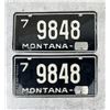 Image 1 : 1958 Montana License Plate Matched Set