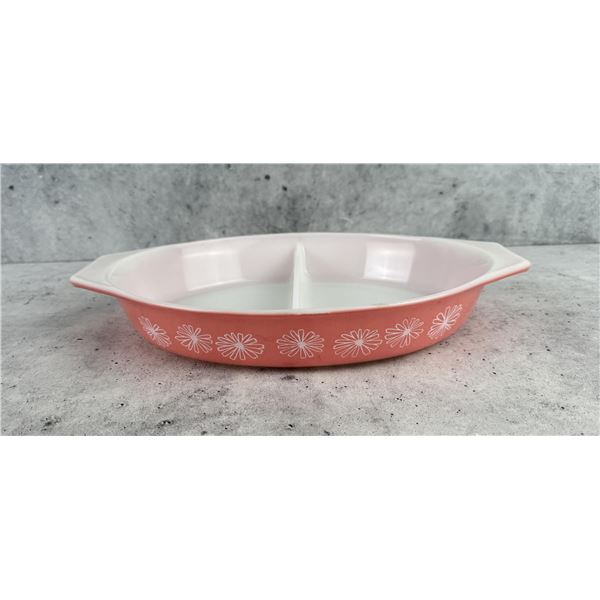 Pyrex Pink Daisy 1 1/2qt Divided Casserole