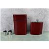 Image 1 : Leather Covered Travel Flask Set