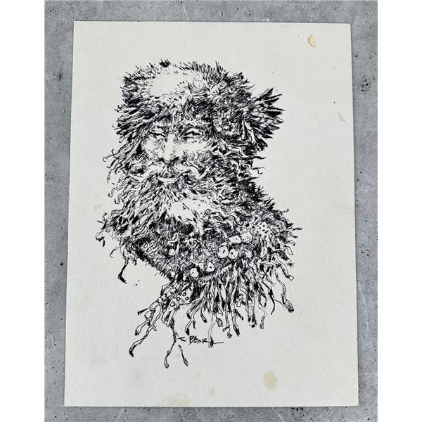 Charles Bear Montana Cowboy Pen and Ink Drawing