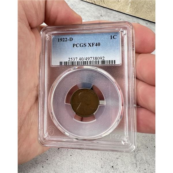1922 D Lincoln Wheat Cent Penny PCGS XF40