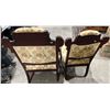 Image 4 : Pair of Antique Dark Oak and Floral Upholstered Chairs- One with Arms