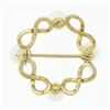Image 3 : Vintage 14k Yellow Gold Alternating Infinity White Pearl Open Wreath Pin Brooch