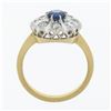 Image 8 : Antique FRENCH 18k TT Gold GIA NO HEAT Sapphire & Diamond Flower Cluster Ring