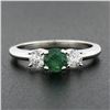 Image 2 : Jabal 18k White Gold 0.92 ctw Round Brilliant Emerald & Diamond Three 3 Stone Ri