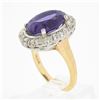 Image 8 : Vintage 14K TT Gold 7.15 ctw Oval Amethyst w/ Round Diamond Halo Cocktail Ring