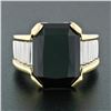 Image 2 : Vintage Unisex 18k Gold & Platinum Large Rectangular Black Onyx Step Design Ring