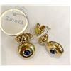 Image 1 : Pair of Heavy 18K Gold & Sapphire Earrings