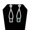 Image 1 : 2.23 ctw Emerald and 1.45 ctw Diamond Platinum Dangle Earrings