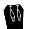 Image 3 : 2.23 ctw Emerald and 1.45 ctw Diamond Platinum Dangle Earrings