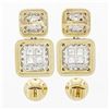 Image 5 : 18k Two Tone Gold 3.60 ctw Princess Round Diamond Large Dual Square Drop Earring