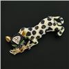 Image 2 : Vintage 18k Gold Detailed Enamel w/ Diamond Spotted Leopard Panther Brooch Pin