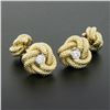 Image 6 : Tiffany & Co. 14k Gold .24 ctw Bezel Diamond Textured Infinity Love Knot Cufflin