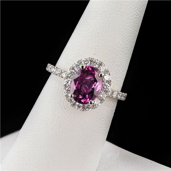 2.80 ctw Purplish Pink Sapphire and 0.70 ctw Diamond 14K White Gold Ring (GIA CE