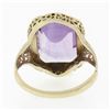 Image 6 : Antique Art Deco 14k Gold Rectangular Step Cut Amethyst Solitaire Filigree Ring