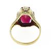 Image 6 : Antique Edwardian 14K TT Gold Faceted Roll Top Red Stone Solitaire Engraved Ring