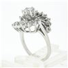 Image 5 : Vintage 14k White Gold 0.80 ctw Round Diamond Solitaire Spray Swirl Cocktail Rin