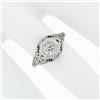 Image 3 : Antique Art Deco 18k White Gold .21 ctw Diamond Solitaire Filigree Engagement Ri