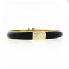 Image 3 : Vintage 14K Gold Black Onyx Hand Engraved Floral Work Hinged Bangle Bracelet