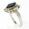 Image 9 : Antique Art Deco 14K White & Rose Gold Black Onyx Etched Milgrain Filigree Ring
