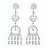 Image 1 : Elegant 18k White Gold 1.35 ctw Diamond Chandelier Milgrain Drop Dangle Earrings