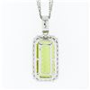 Image 6 : 18K White Gold Rectangular Lemon Quartz Diamond Encrusted Bail Pendant Necklace