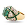Image 3 : 3.04 ctw Emerald and 1.38 ctw Diamond 18K Yellow Gold Ring with Green Enamel Inl