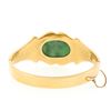 Image 2 : Vintage 14k Gold 6" Oval Cabochon Bezel Jade Wide Hinged Open Bangle Bracelet