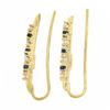 Image 3 : 14k Yellow Gold 0.31 ctw Alternating Sapphire & Diamond Petite Wavy Drop Earring