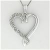 Image 2 : 14K White Gold 16" .20 ctw Round Pave Diamond Petite Heart Slide Pendant Necklac