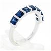 Image 9 : Platinum 1.82 ctw Square Step Cut Sapphire Bar Channel Set Stack Wedding Band Ri