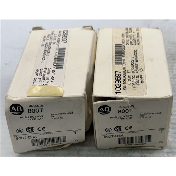 (2) Allen Bradley #800T-D6A Push Buttons