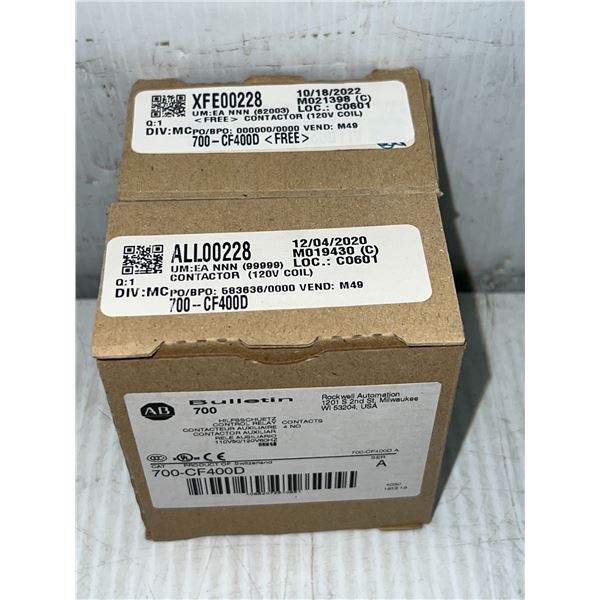 (2) Allen-Bradley #700-CF400D Contactors
