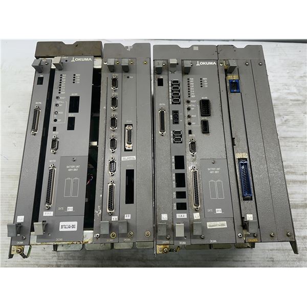 (2) Okuma #E7191-090-007 Compact Rack w/#E7191-090-008 Docking Rack & Servo Drive Boards