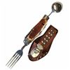 Image 2 : Vintage Utility Knife With Carved Horn Handle In Leather Sheath