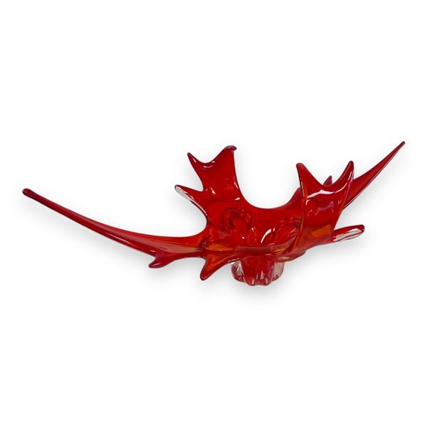 Flaming Red Art Glass Chalet Bowl