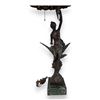 Image 2 : Beautiful Artist Signed Bronze Lamp With Leaded Glass Shade