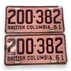 Image 1 : Vintage Pair Of 1961 B.C. License Plates
